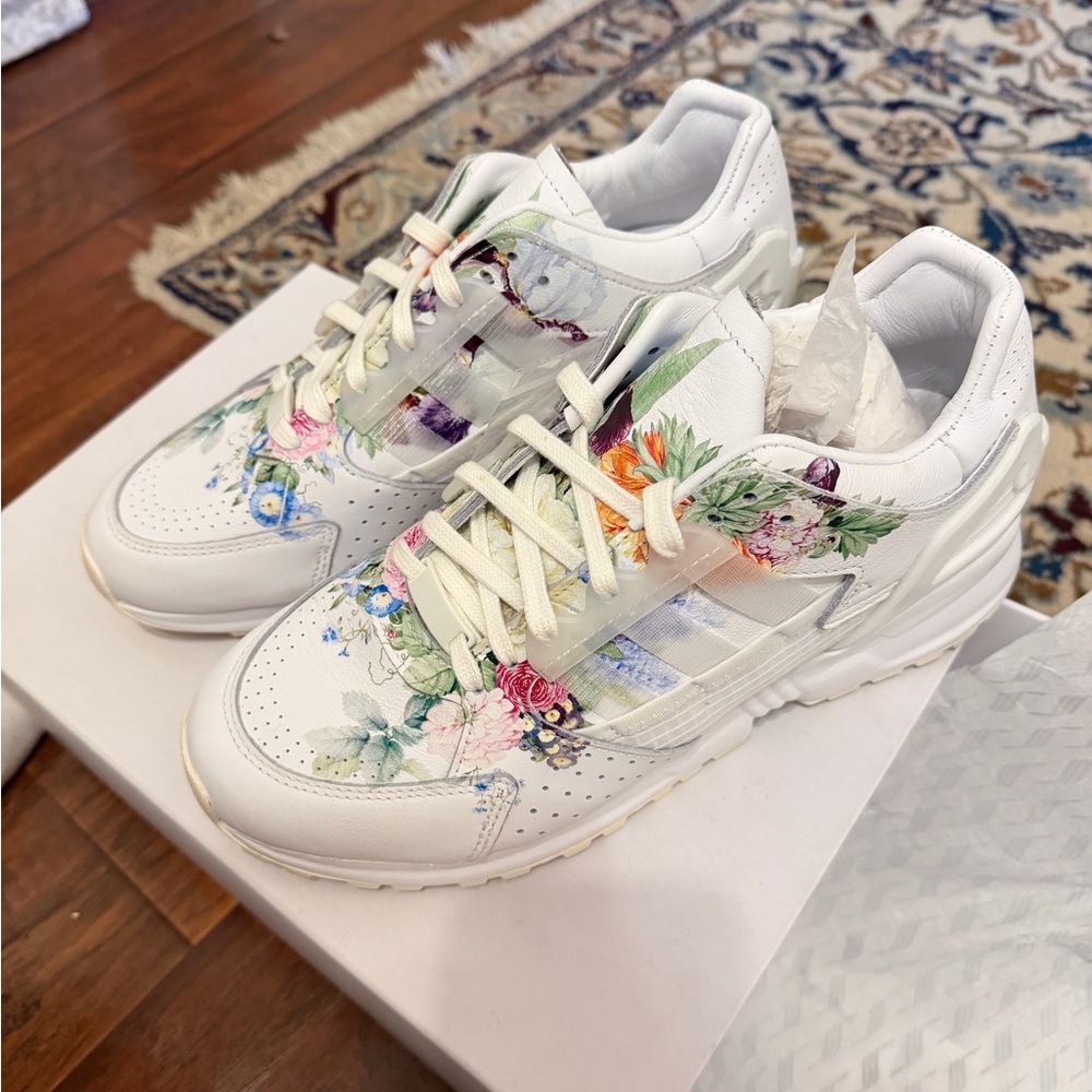 adidas White Floral Sneakers